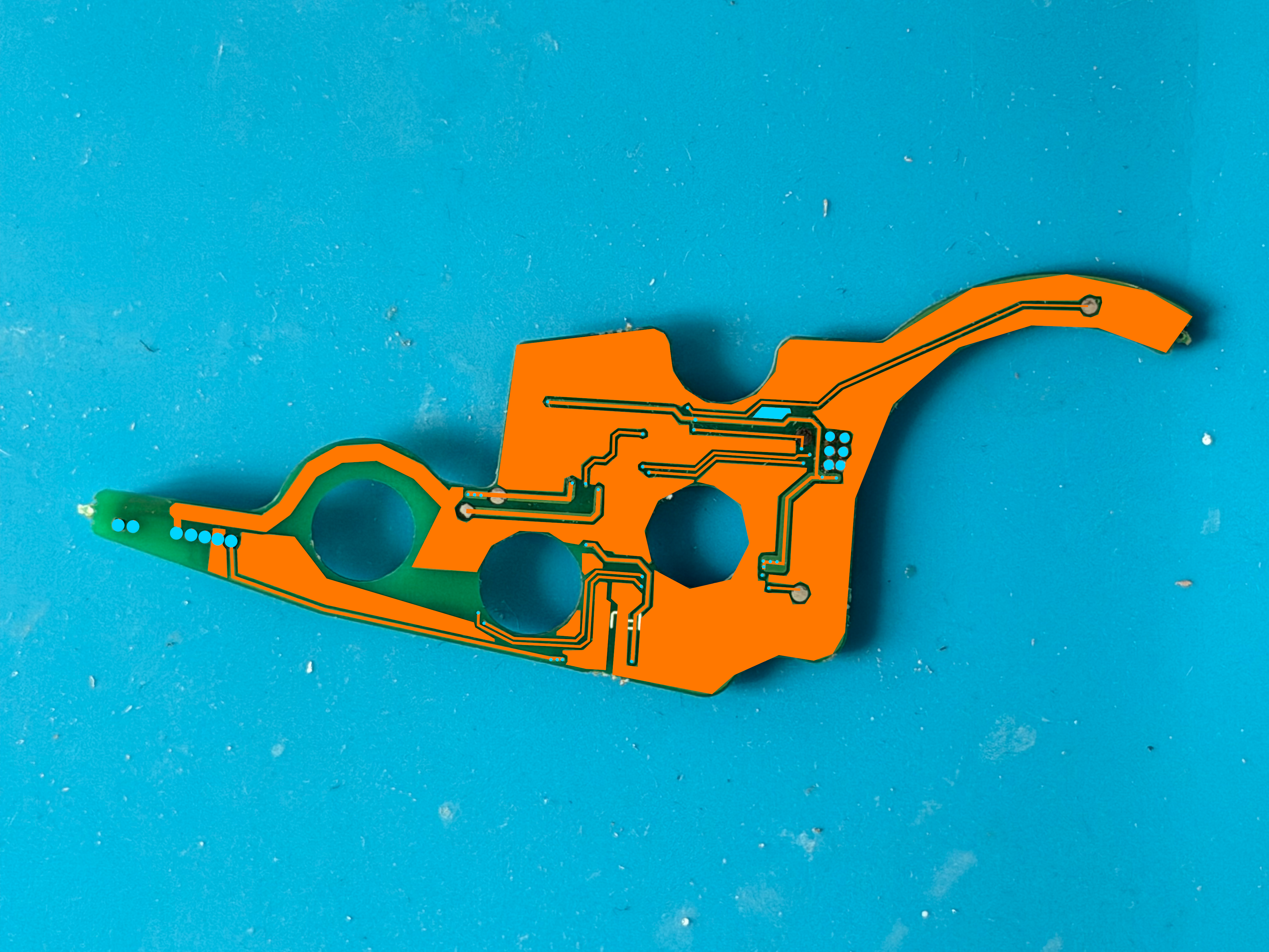 My PCB trace of the bottom side of the Van Moof S3 e-shifter.