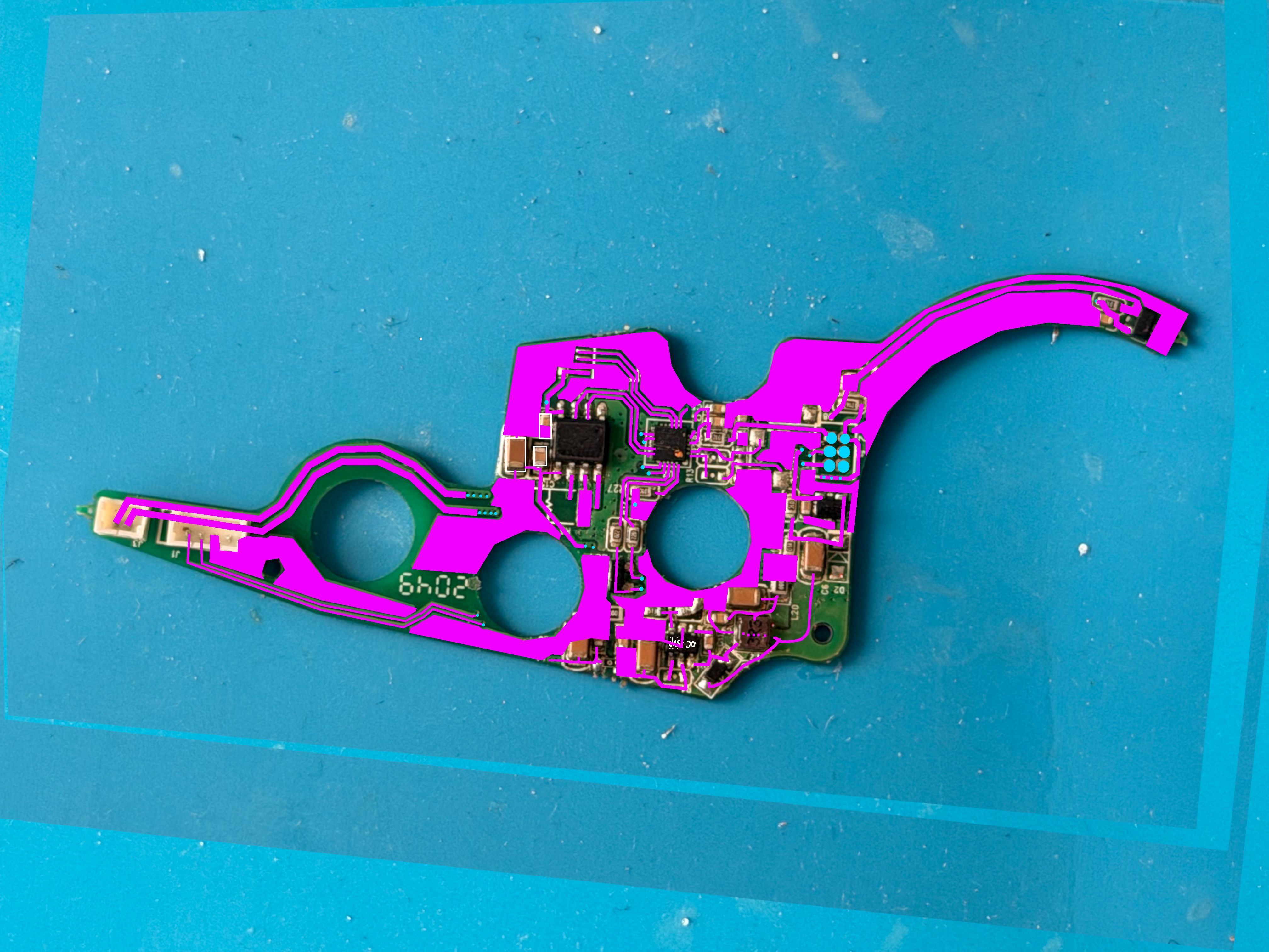 My PCB trace of the top side of the Van Moof S3 e-shifter.